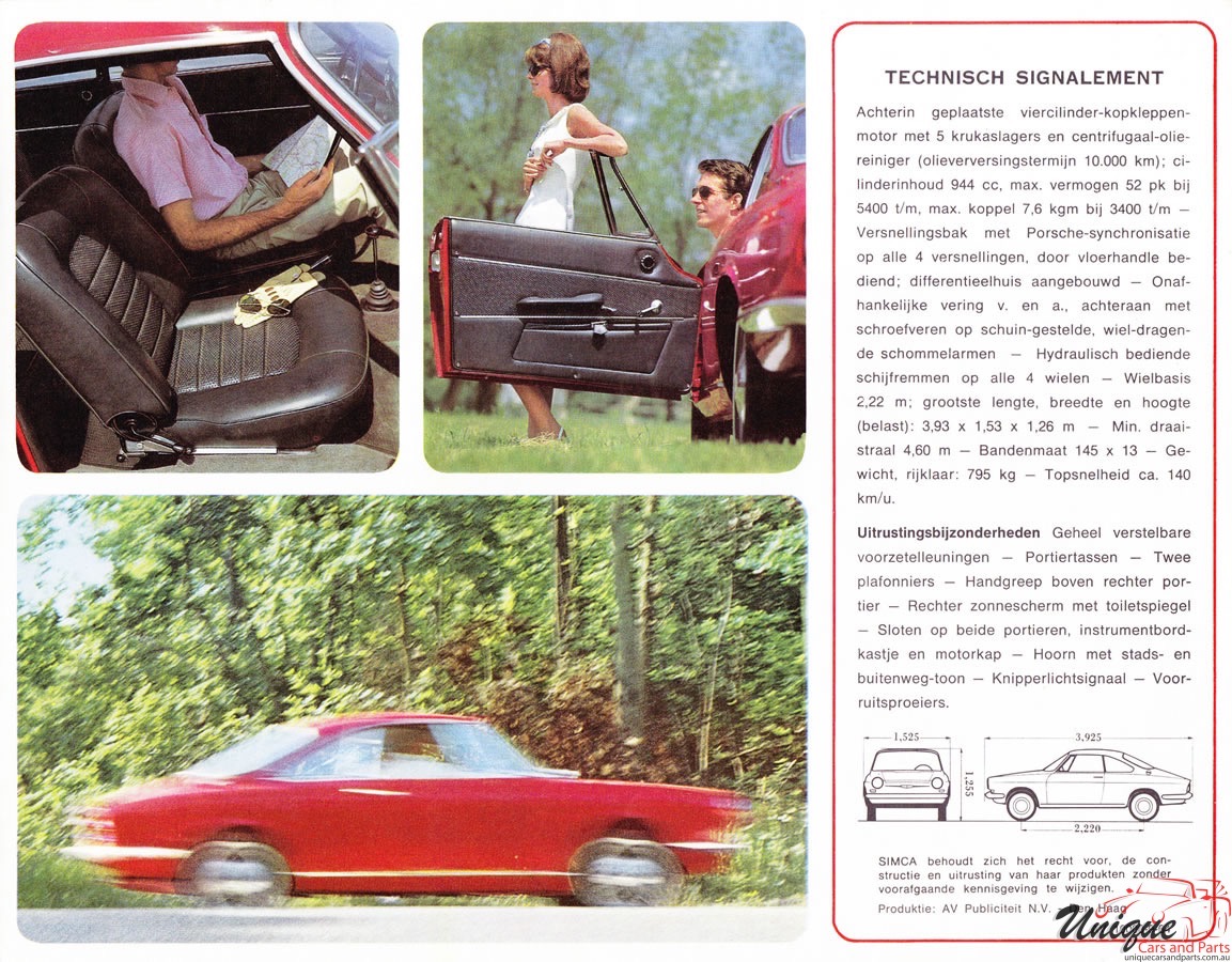 1964 Simca 1000 Coupe (Netherlands) Brochure Page 4